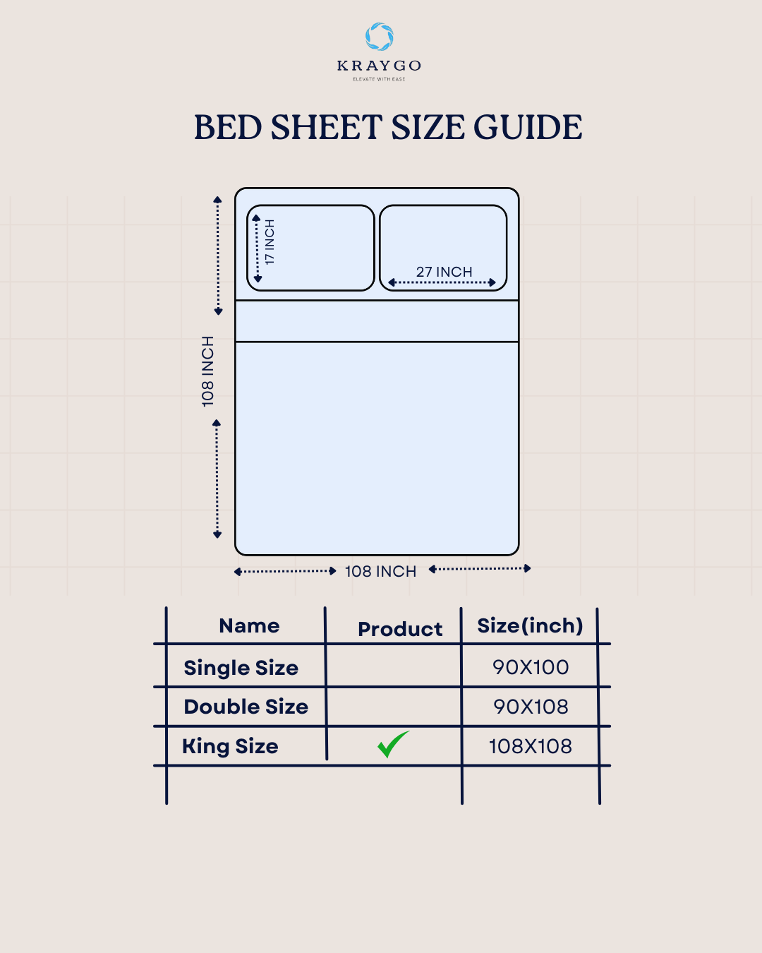 size quide for king size bedsheet